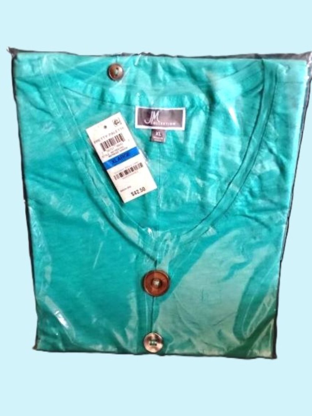 XL ~ JM Collection ~ mermaid green V-neck tunic